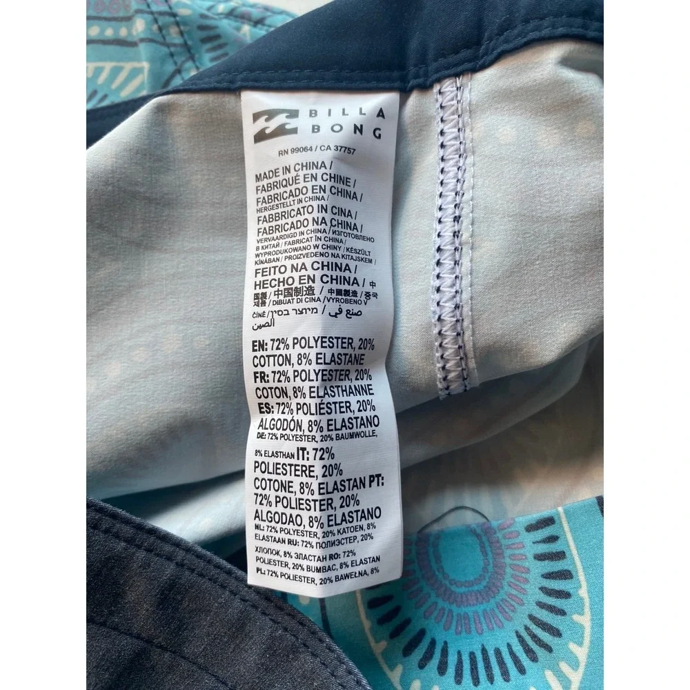 Billabong Goodtimes Pro Recycler Board Shorts Mens 36 Teal Geometric Print NEW